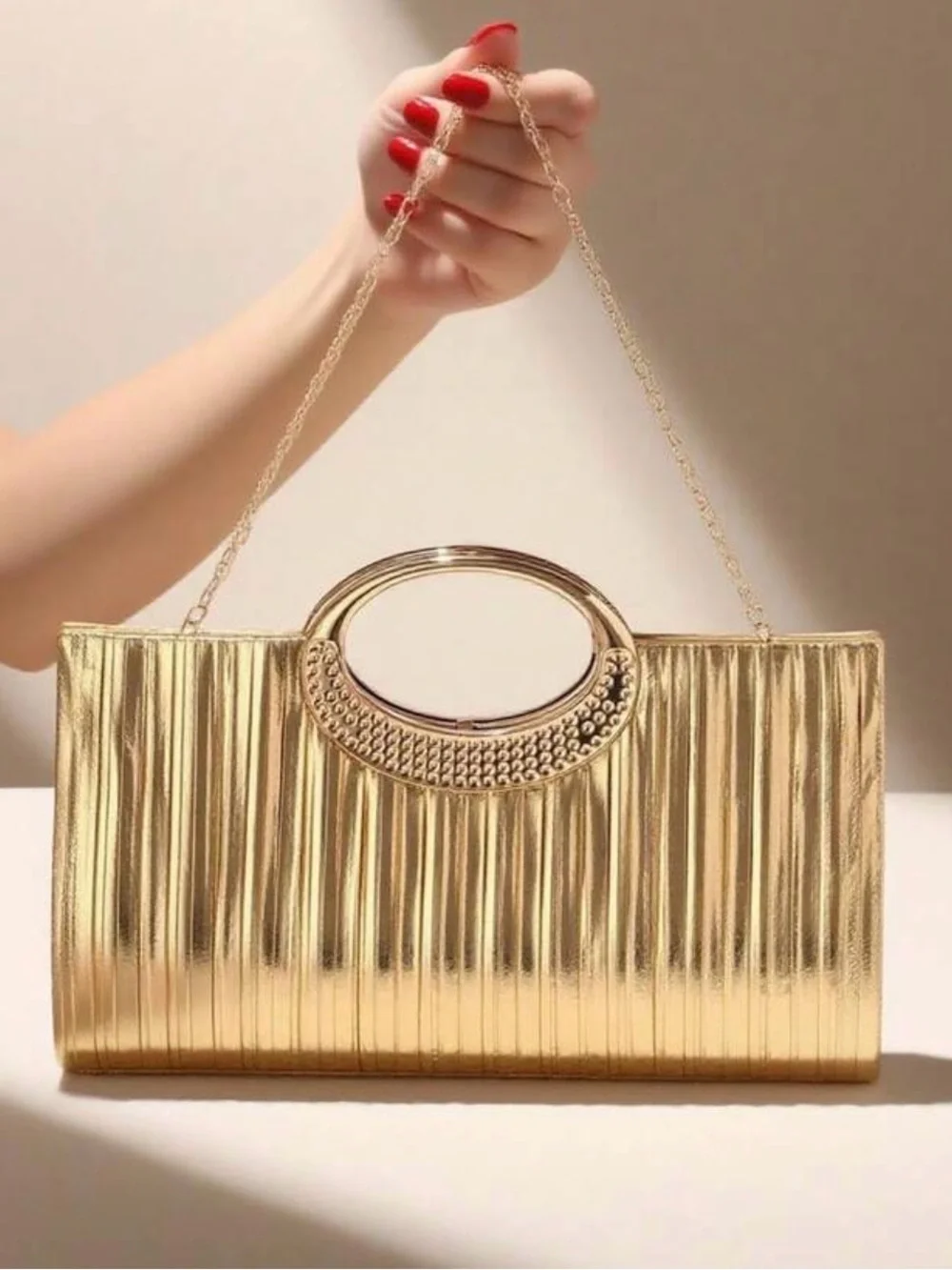 Gold Metallic Evening Clutch Handbag